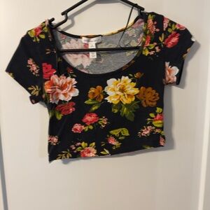 Ambiance Black Floral Crop Top